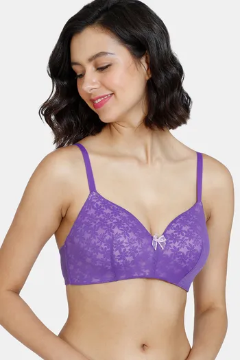 Buy Zivame Wildberry Fling Padded Non Wired 3/4th Coverage T-Shirt Bra - Royal Purple